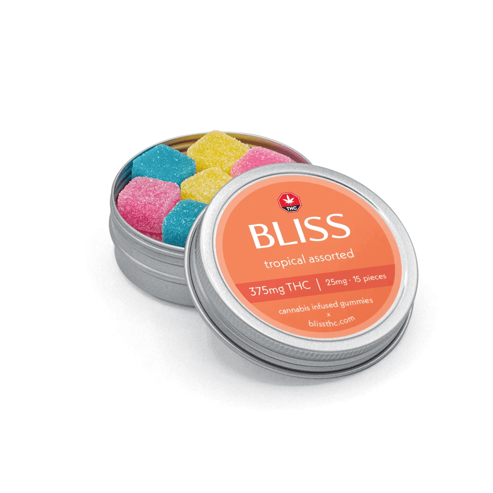 BLISS - TROPICAL ASSORTED - PREMIUM INFUSED GUMMIES - 375MG THC - Image 2