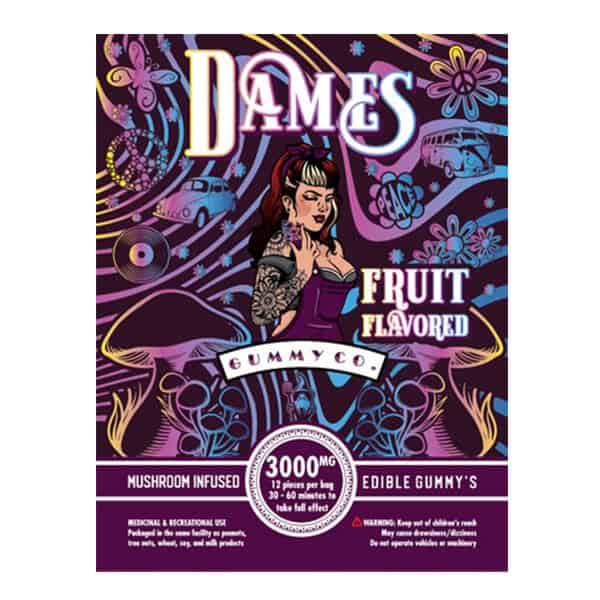 DAMES GUMMY CO: GUMMIES – MUSHROOM INFUSED– MANGO (3000mg)
