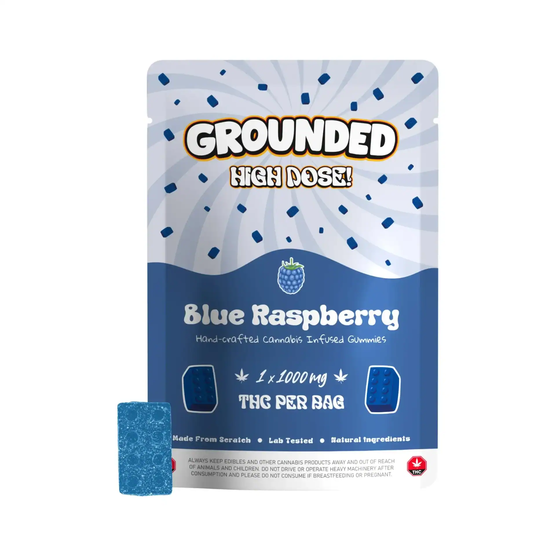 GROUNDED - 1000MG HIGH DOSE BRICKS - BLUE RASPBERRY