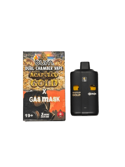 BURN LIFESTYLE CO - 6 GRAM DUAL CHAMBER DISPOSABLE VAPE - ACAPULCO GOLD + GAS MASK