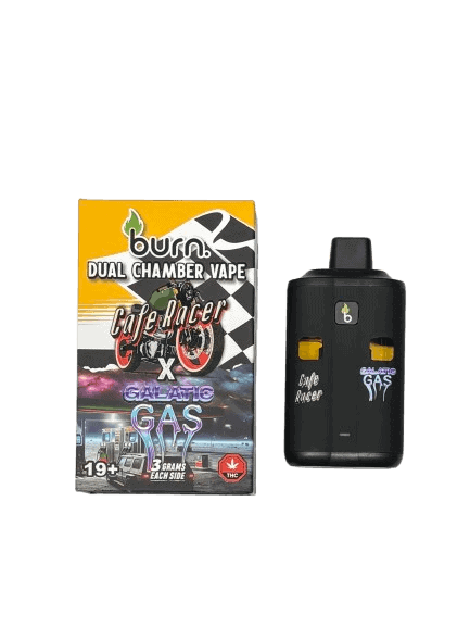 BURN LIFESTYLE CO - 6 GRAM DUAL CHAMBER DISPOSABLE VAPE - CAFE RACER + GALACTIC GAS
