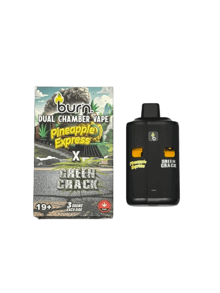 BURN LIFESTYLE CO - 6 GRAM DUAL CHAMBER DISPOSABLE VAPE - PINEAPPLE EXPRESS + GREEN CRACK