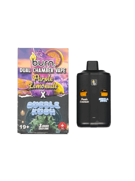 BURN LIFESTYLE CO - 6 GRAM DUAL CHAMBER DISPOSABLE VAPE - PURPLE LEMONADE + BUBBLE KUSH