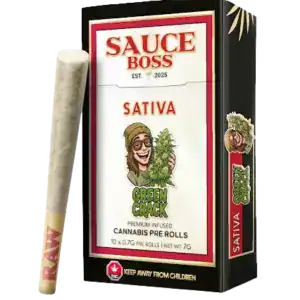 SAUCE BOSS - LIVE RESIN/LIQUID DIAMOND INFUSED PREROLLS - GREEN CRACK