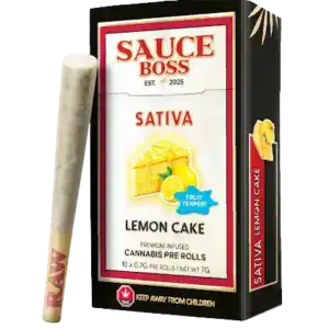 SAUCE BOSS - LIVE RESIN/LIQUID DIAMOND INFUSED PREROLLS - LEMON CAKE