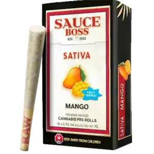 SAUCE BOSS - LIVE RESIN/LIQUID DIAMOND INFUSED PREROLLS - MANGO