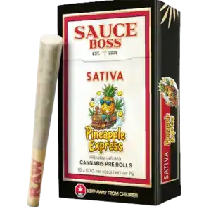 SAUCE BOSS - LIVE RESIN/LIQUID DIAMOND INFUSED PREROLLS - PINEAPPLE EXPRESS