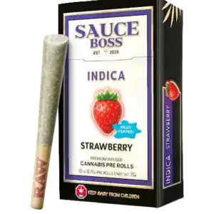 SAUCE BOSS - LIVE RESIN/LIQUID DIAMOND INFUSED PREROLLS - STRAWBERRY